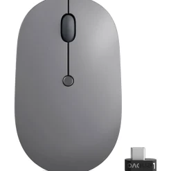 Lenovo Go USB-C Wireless Mouse - Storm Grey - Blue Optical - Wireless - 2.40 GHz - Rechargeable - USB Type C - 4000 dpi - Scroll Wheel - 5 Button(s)