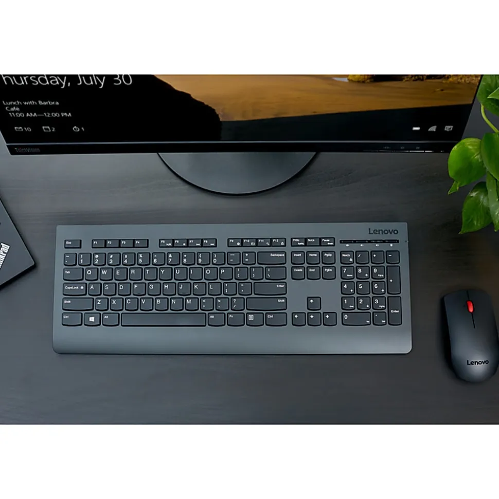 Lenovo® Professional Wireless Keyboard & Mouse, Compact Keyboard, Laser Mouse