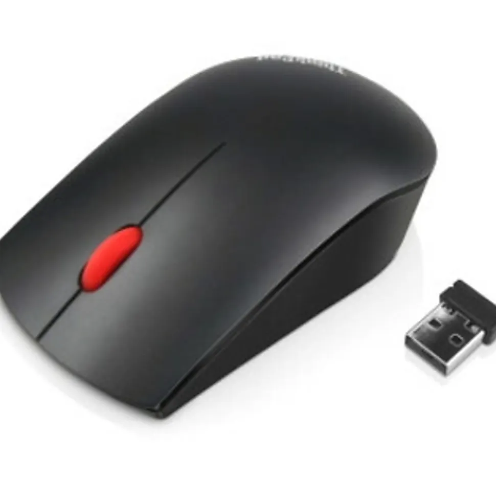 Lenovo ThinkPad Essential Wireless Mouse - Optical - Wireless - Radio Frequency - 2.40 GHz - Black - USB - Symmetrical