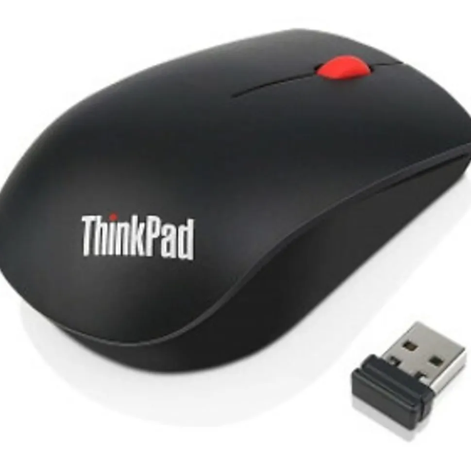 Lenovo ThinkPad Essential Wireless Mouse - Optical - Wireless - Radio Frequency - 2.40 GHz - Black - USB - Symmetrical
