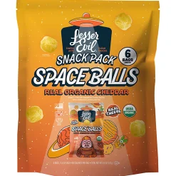 LesserEvil Organic Space Balls, Real Cheddar, 0.6 Oz, Total Qty 72