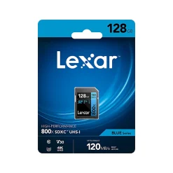 Lexar High Performance BLUE Series 800x SDHC/SDXC Flash Memory Card, 128GB, LSD128GCB1NL800
