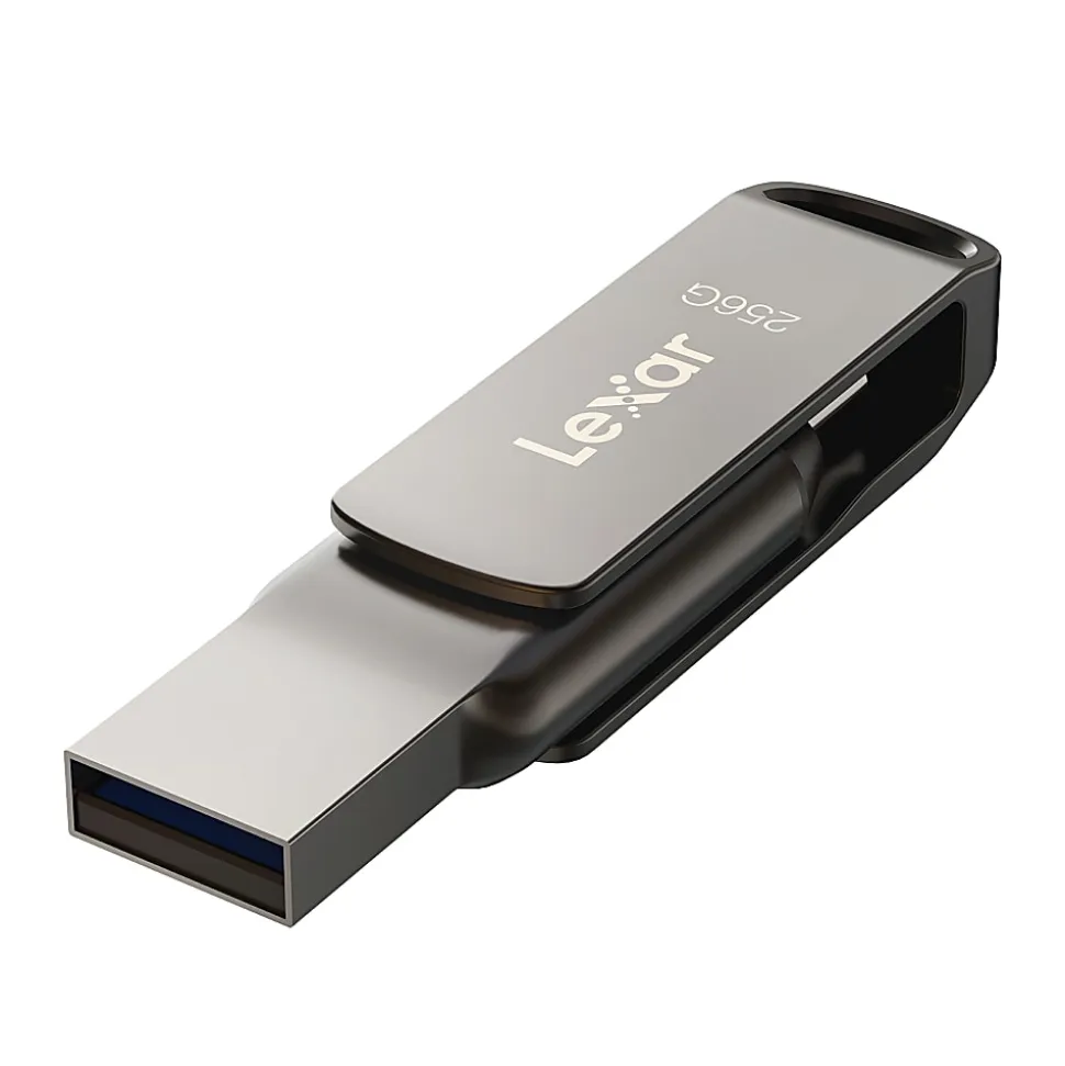 Lexar JumpDrive Dual Drive D400 USB Flash Drive, 256 GB, Silver