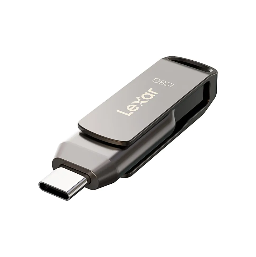 Lexar® JumpDrive® Dual Drive D400 USB 3.1 Type-C USB Drive, 128GB, Silver