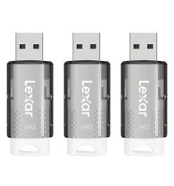Lexar® JumpDrive® S60 USB 2.0 Flash Drives, 64GB, Black Pack Of 3 Flash Drives