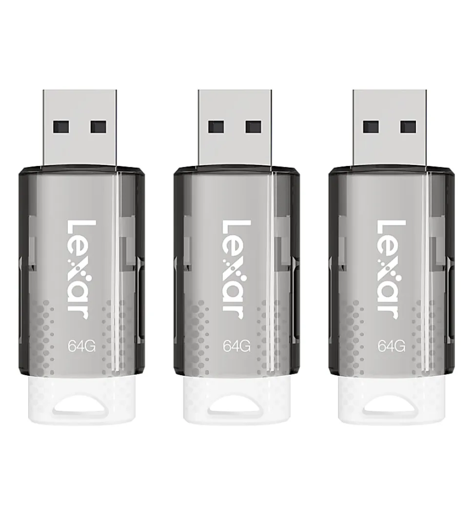 Lexar® JumpDrive® S60 USB 2.0 Flash Drives, 64GB, Black Pack Of 3 Flash Drives