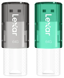 Lexar® JumpDrive® S60 USB 2.0 Flash Drives, 64GB, Black/Teal, Pack Of 2 Flash Drives, LJDS60-64GB2NNU