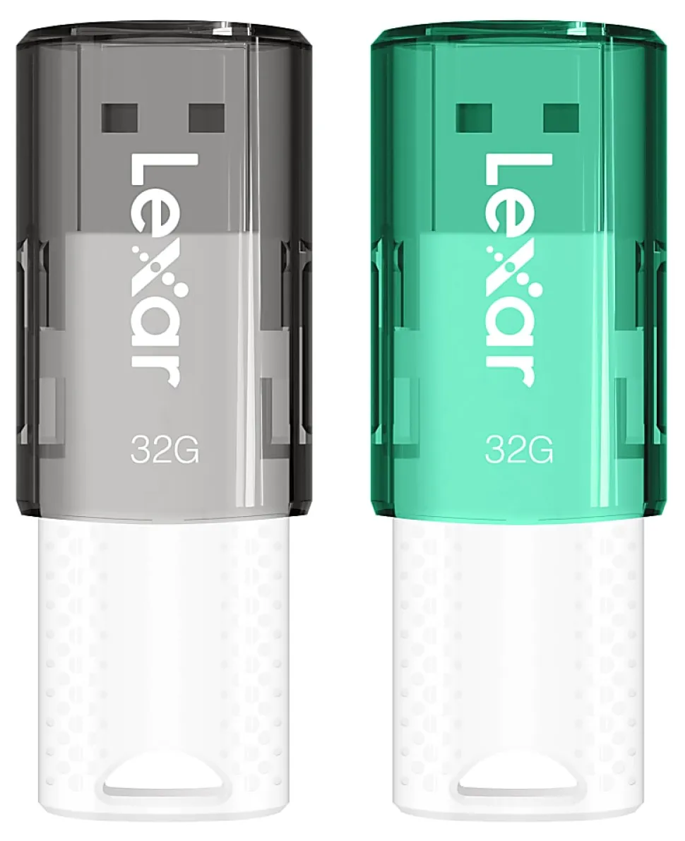 Lexar® JumpDrive® S60 USB 2.0 Flash Drives, 32GB, Black/Teal, Pack Of 2 Flash Drives, LJDS60-32GB2NNU