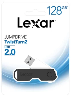 Lexar® JumpDrive® TwistTurn2 USB 2.0 Flash Drive, 128GB, Black, LJDTT2-128ABNABK