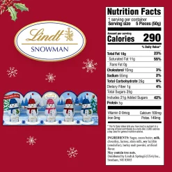 Lindt Holiday Mini Milk Chocolate Snowmen, 1.7 Oz, Pack Of 5 Snowmen