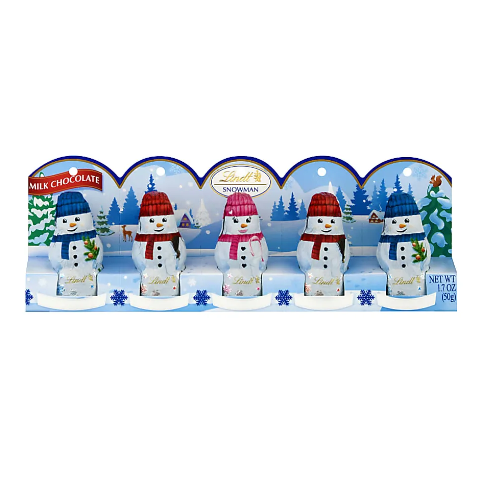 Lindt Holiday Mini Milk Chocolate Snowmen, 1.7 Oz, Pack Of 5 Snowmen