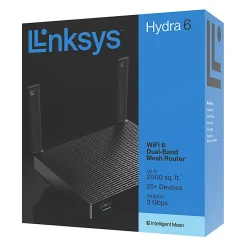 Linksys Hydra 6: Dual-Band Mesh WiFi 6 Router - Dual Band - 2.40 GHz ISM Band - 5 GHz UNII Band - 2x Antenna(2x External) - MR20EC
