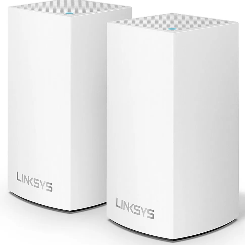 Linksys® Velop Intelligent Mesh™ 2-Port Gigabit Ethernet Wi-Fi Systems, WHW0102, Pack Of 2 Systems