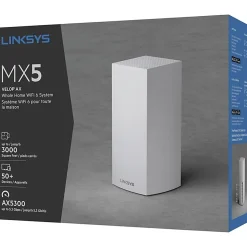 Linksys Velop MX5 Wi-Fi 6 IEEE 802.11ax Ethernet Wireless Router - 2.40 GHz ISM Band - 5 GHz UNII Band - MX5300