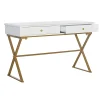 Linon Amy 47-1/4"W Campaign Home Office Computer Desk, White/Gold