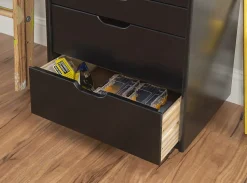 Linon Casimer 8-Drawer Rolling Home Office Storage Cart, Black