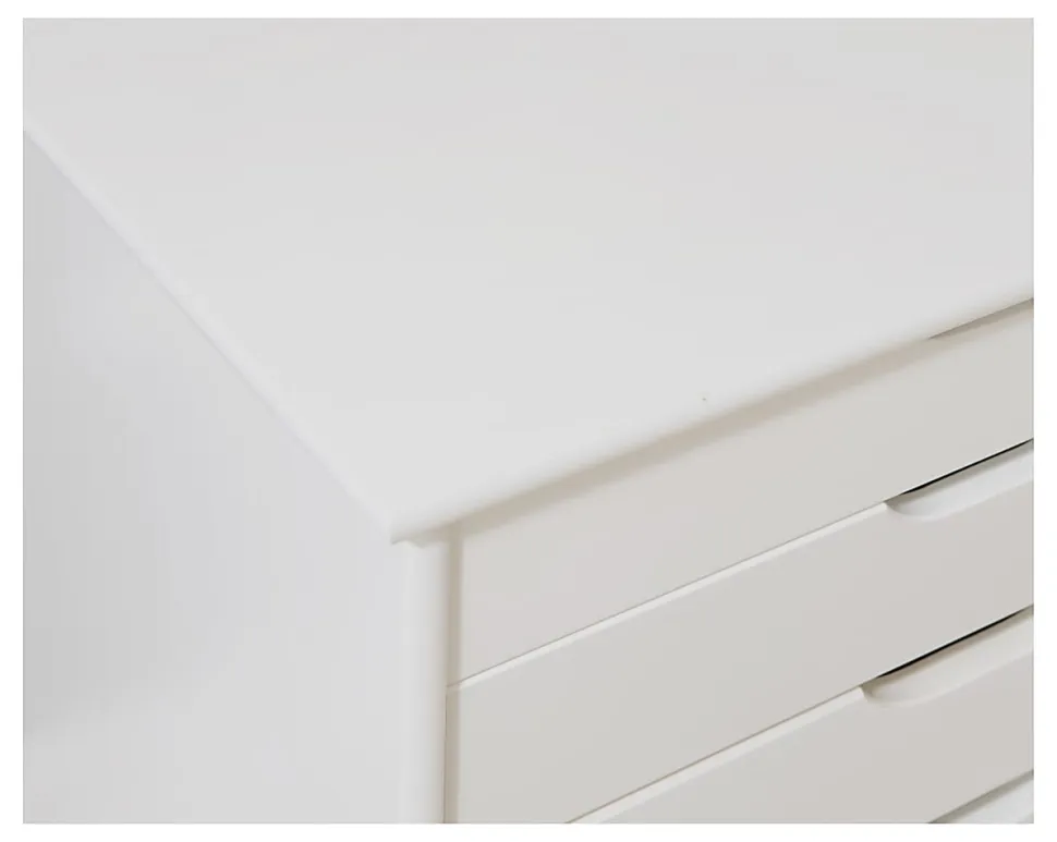 Linon Casimer 6-Drawer Wide Rolling Home Office Storage Cart, White