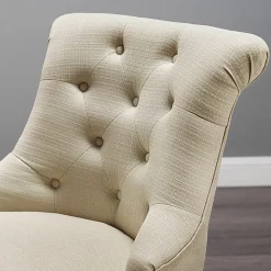 Linon Dallas Fabric Mid-Back Home Office Chair, Beige/Cherry