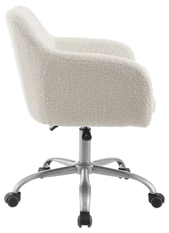 Linon Ryker Sherpa Home Office Chair, Chrome/Natural Sherpa