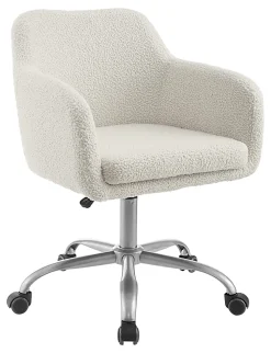 Linon Ryker Sherpa Home Office Chair, Chrome/Natural Sherpa