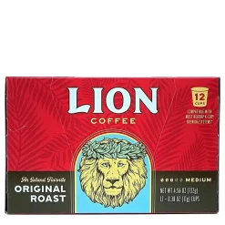 Lion Coffee Single Serve Pods, Original Roast, Pack Of 12 Pods