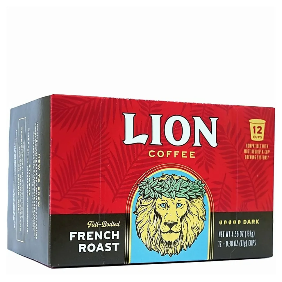 Lion Coffee Single Serve Pods, French Roast, Pack Of 12 Pods
