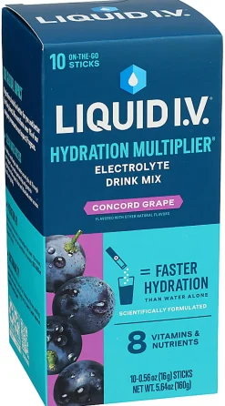 Liquid I.V. Hydration Multiplier Electrolyte Drink Mix, Concord Grape, 0.56 Oz, Total Qty 10
