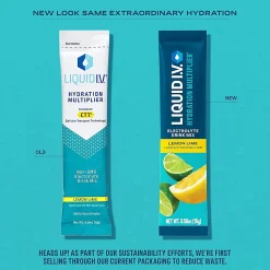 Liquid IV Lemon Lime Hydration Multiplier, 0.56 Fl Oz, Pack Of 10 Pouches