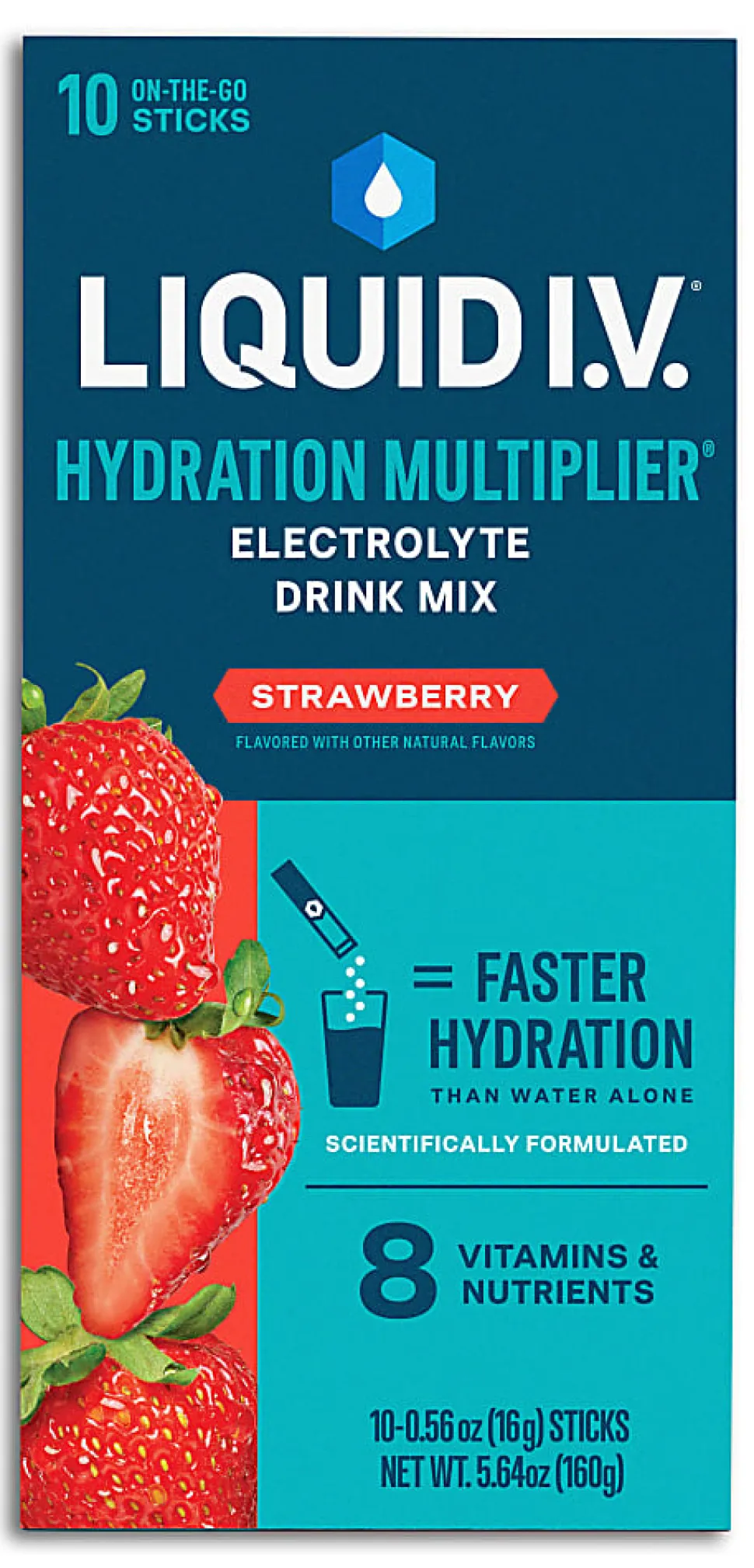 Liquid IV Strawberry Hydration Multiplier, 0.56 Fl Oz, Pack Of 10 Pouches