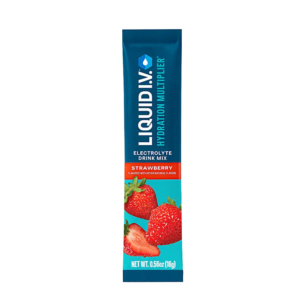 Liquid IV Strawberry Hydration Multiplier, 0.56 Fl Oz, Pack Of 10 Pouches