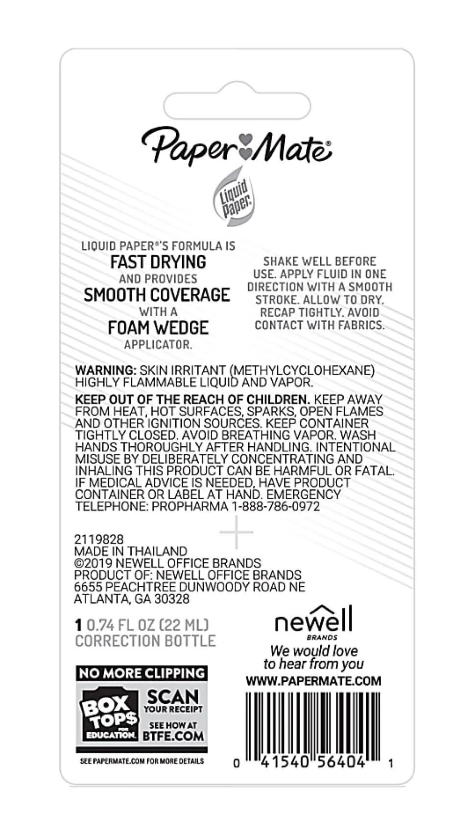 Liquid Paper Smooth Coverage Correction Fluid, Fast Dry, 22 mL Bottle