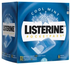 Listerine Cool Mint Pocketpacks Breath Strips, 24 Strips Per Pocketpack, Box Of 18 Pocketpacks