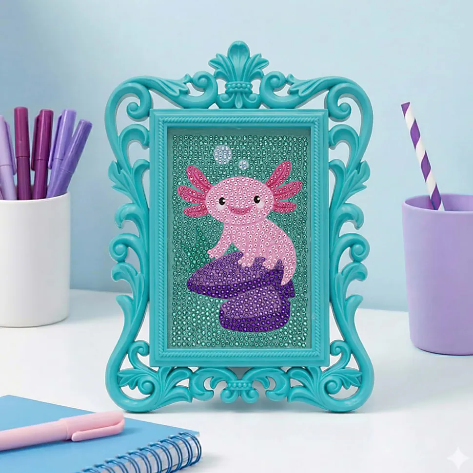 Little Yellow Bicycle Axolotl Framed Gem Art Kit, 10-1/4" x 7", Total Qty 1
