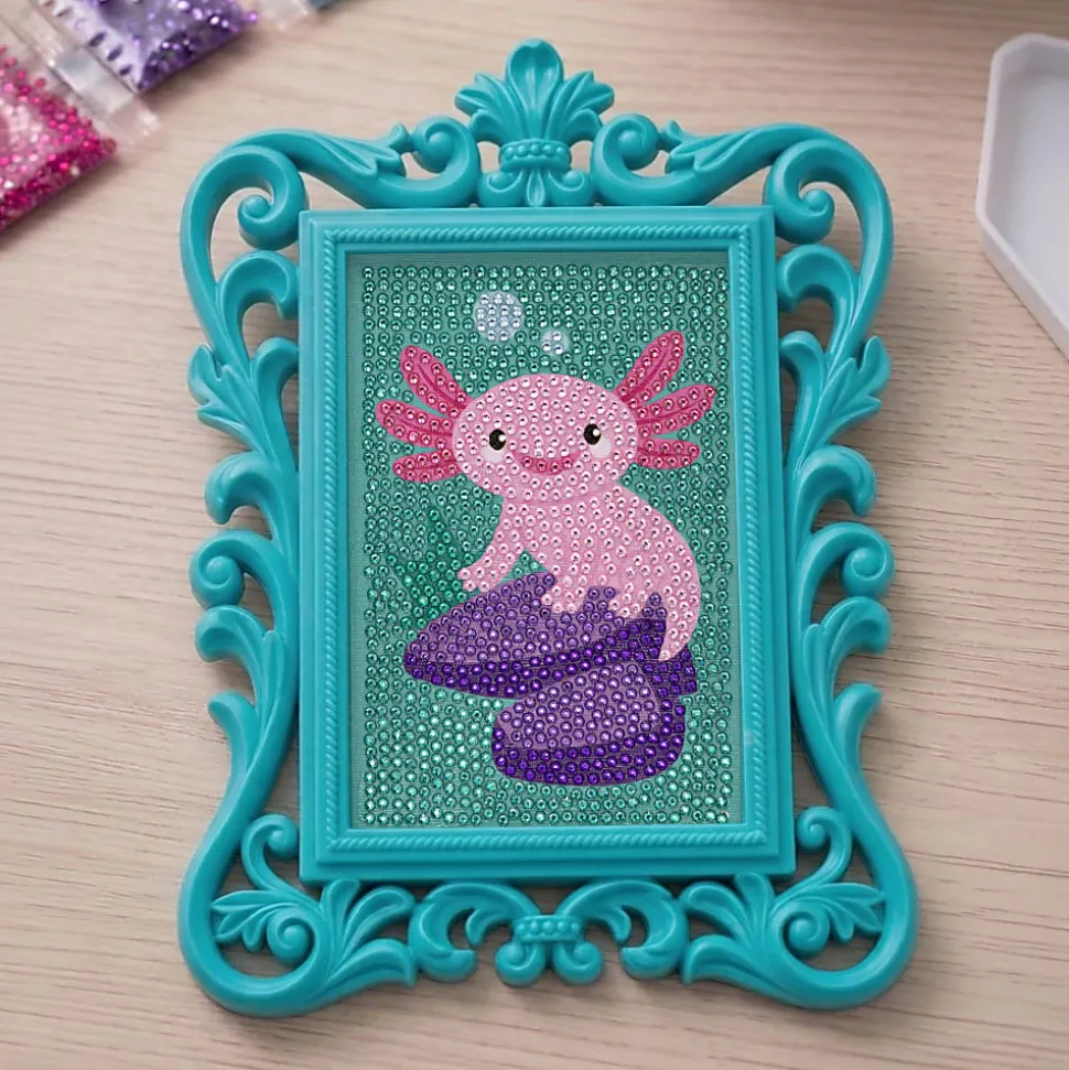 Little Yellow Bicycle Axolotl Framed Gem Art Kit, 10-1/4" x 7", Total Qty 1