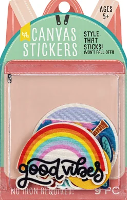 Little Yellow Bicycle Canvas Stickers, Medium, Assorted Multicolor Designs, Pack of 9 Stickers