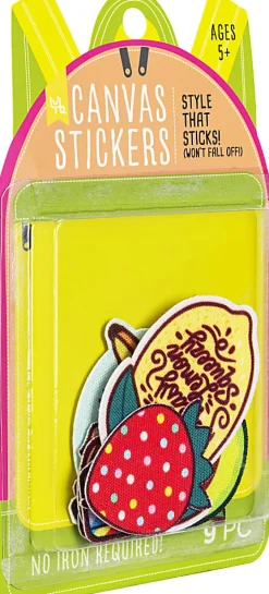 Little Yellow Bicycle Canvas Stickers, Medium, Assorted Multicolor Designs, Pack of 9 Stickers