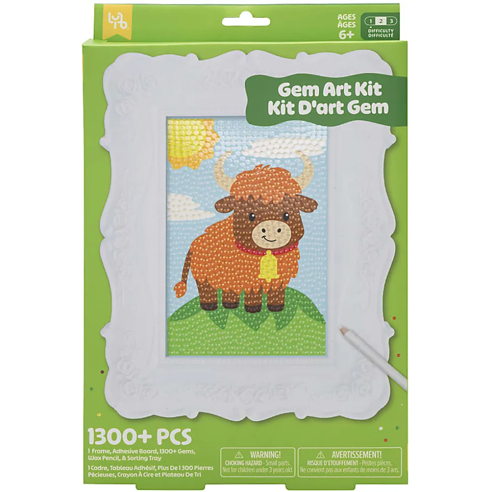 Little Yellow Bicycle Cow Framed Gem Art Kit, 10-1/4" x 7", Total Qty 1