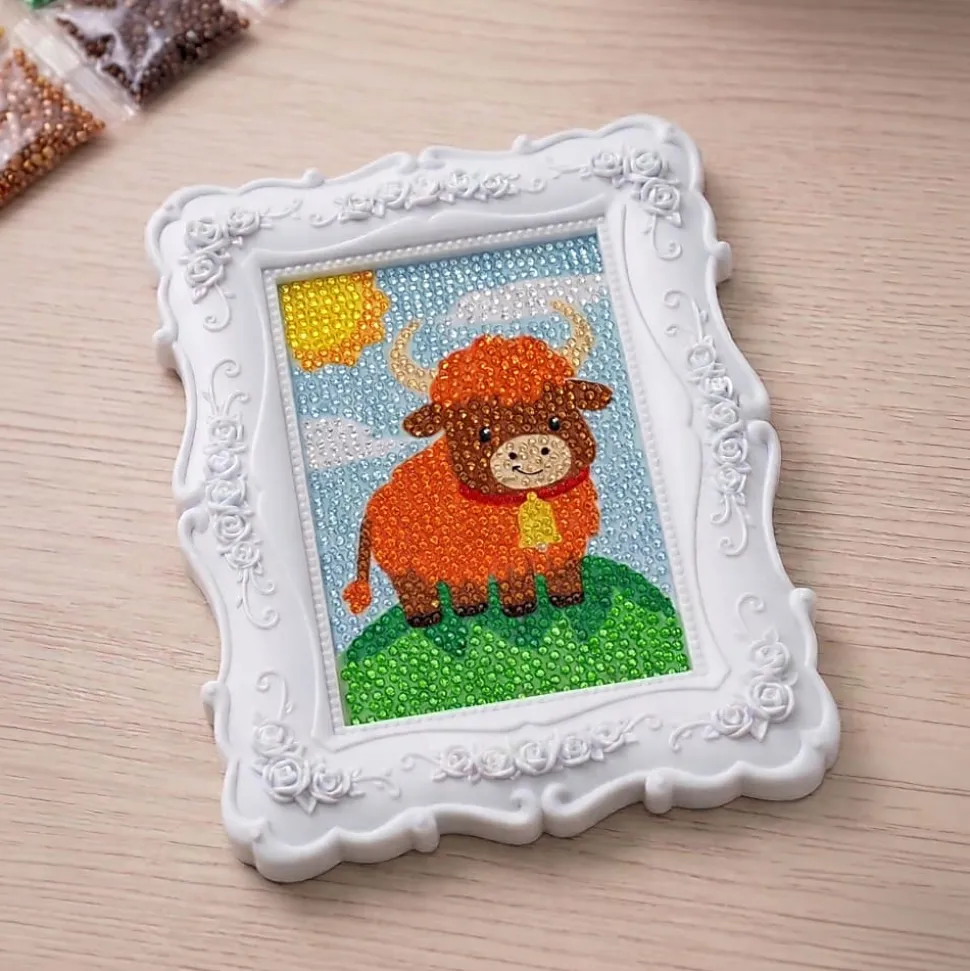 Little Yellow Bicycle Cow Framed Gem Art Kit, 10-1/4" x 7", Total Qty 1