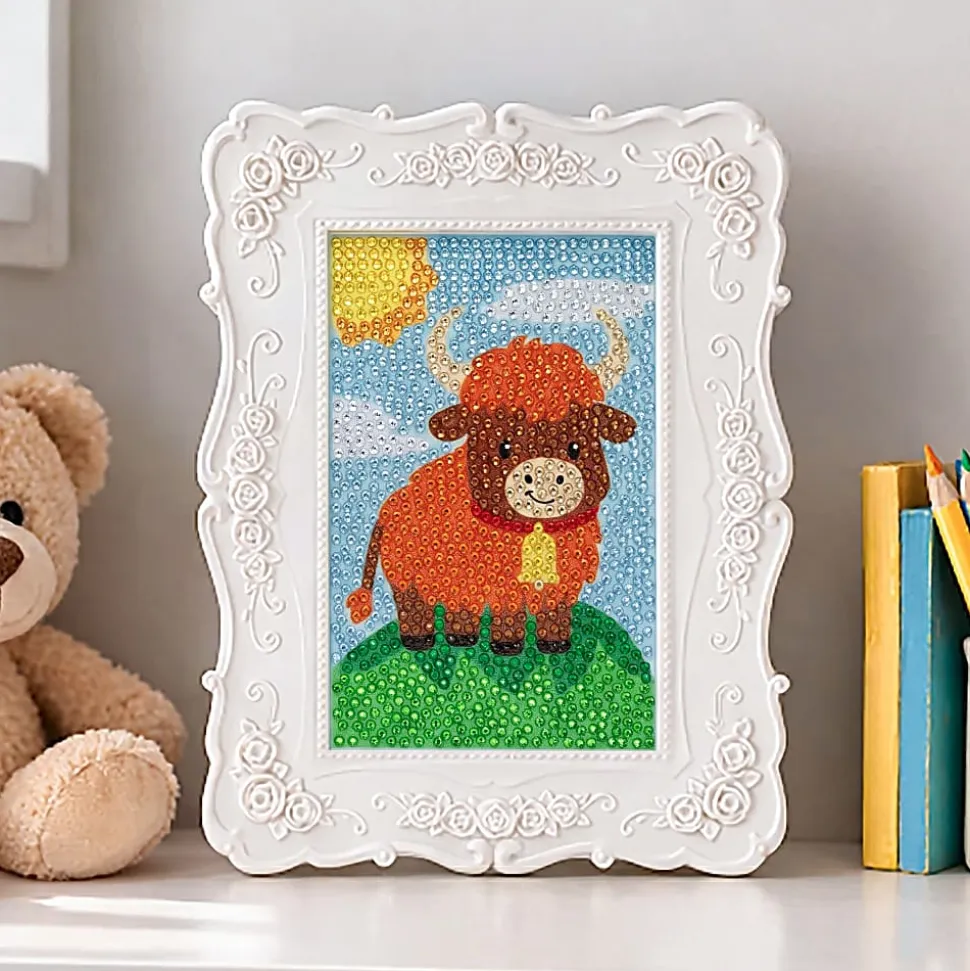 Little Yellow Bicycle Cow Framed Gem Art Kit, 10-1/4" x 7", Total Qty 1