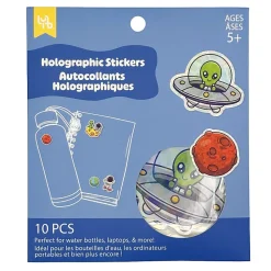 Little Yellow Bicycle Holographic Stickers, Space, Sheet Of 10 Stickers