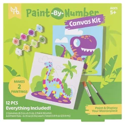 Little Yellow Bicycle® Paint-by-Number Kit, Dino, Kit Of 12 Pieces