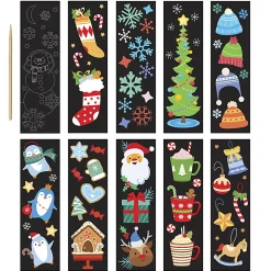 Little Yellow Bicycle Scratch Art Bookmarks, Snowman, Set Of 11 Pieces