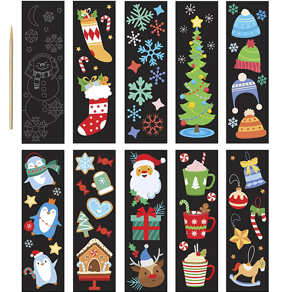 Little Yellow Bicycle Scratch Art Bookmarks, Snowman, Set Of 11 Pieces