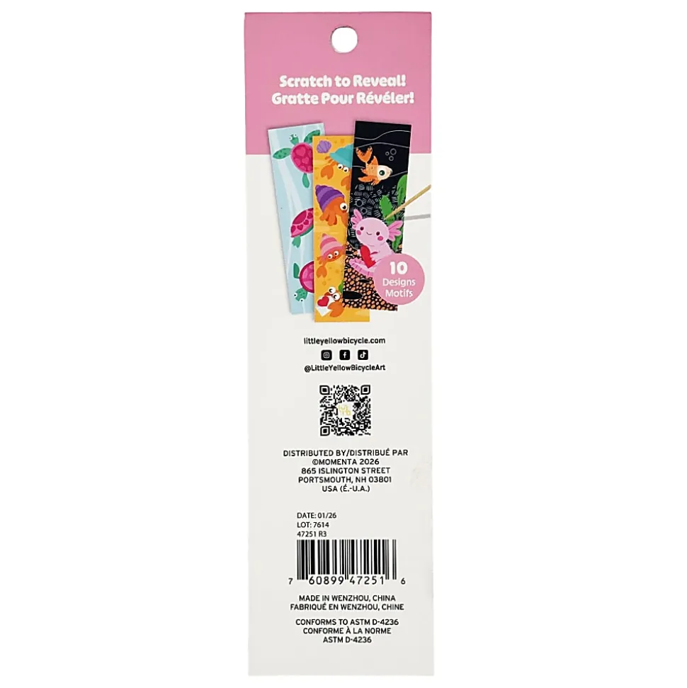 Little Yellow Bicycle® Scratch Art Bookmark Kit, Axolotl, Kit Of 11 Pieces