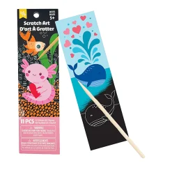 Little Yellow Bicycle® Scratch Art Bookmark Kit, Axolotl, Kit Of 11 Pieces