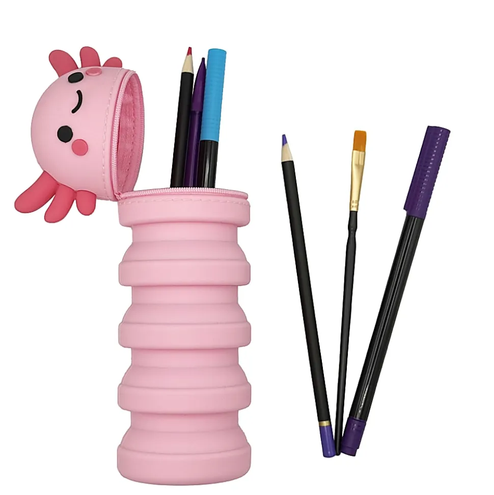 Little Yellow Bicycle® Silicone Pencil Case, Axolotl, 2-3/4" x 9", Pink