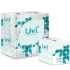 Livi® Ultra Premium Facial Tissue, 2-Ply, White, Cube Box, 80 Sheets/Box, 4 Boxes/Pack, 6 Packs/Carton