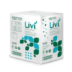 Livi® Ultra Premium Facial Tissue, 2-Ply, White, Cube Box, 80 Sheets/Box, 4 Boxes/Pack, 6 Packs/Carton