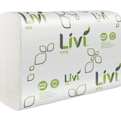 Livi VPG MultiFold Towel - 1 Ply - Multifold - 9.06" Width x 9.45" Length - White - Virgin Fiber, Paper - 250/Pack - 16 / Carton