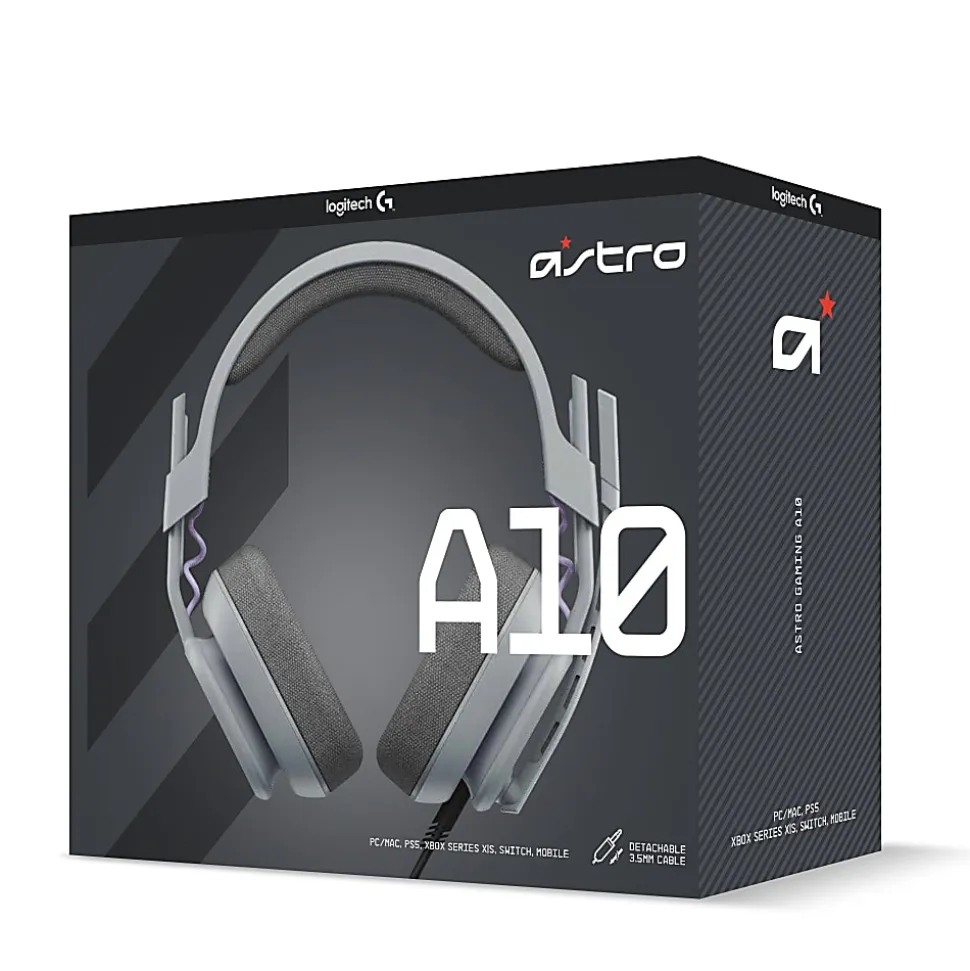 Logitech® ASTRO A10 Gen 2 Wired Gaming Headset, Gray